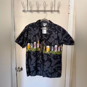 Island Republic Black Beer Bottle Border Hawaiian Shirt